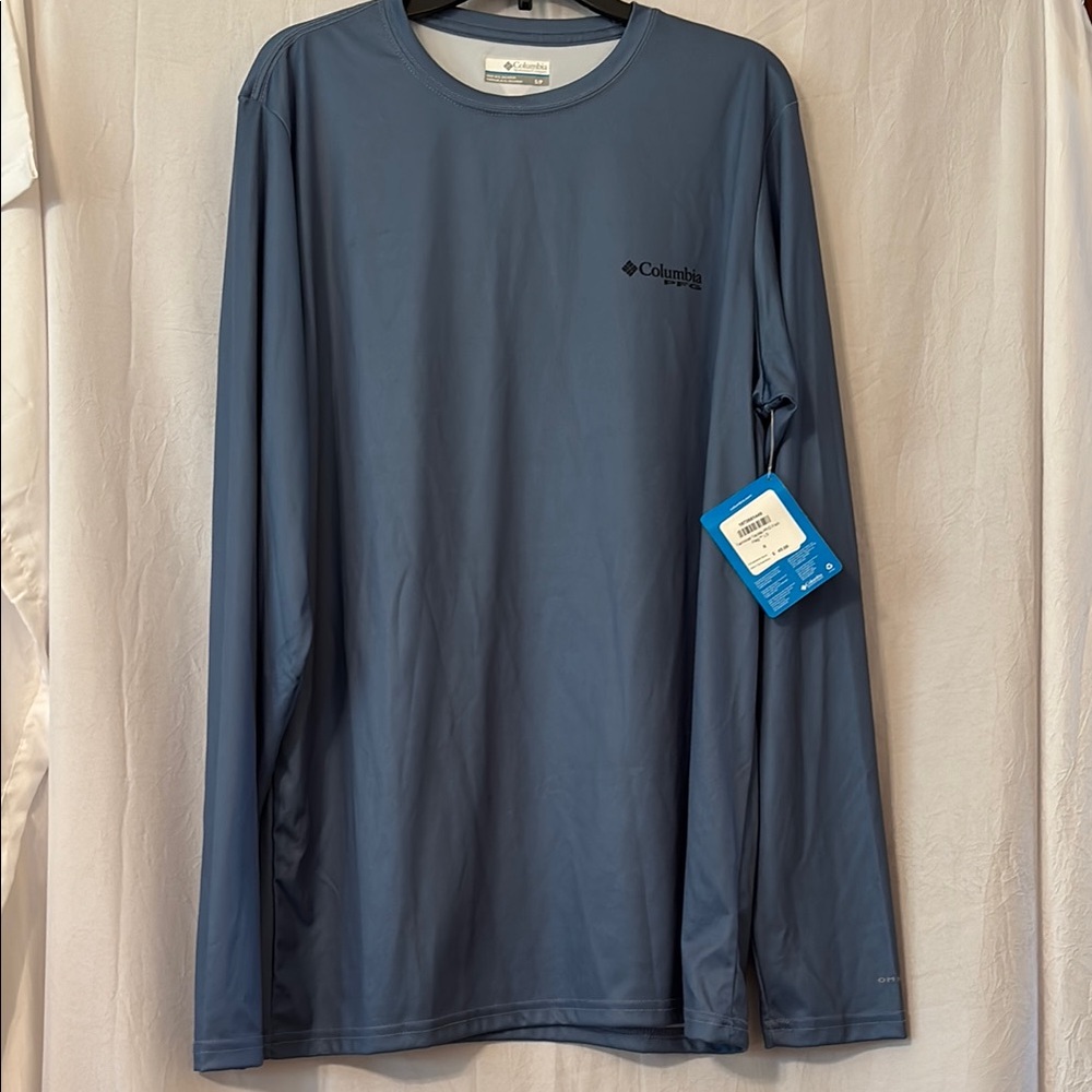 Columbia Men's Blue Terminal Tackle PFG Fish Flag Long Sleeve Shirt